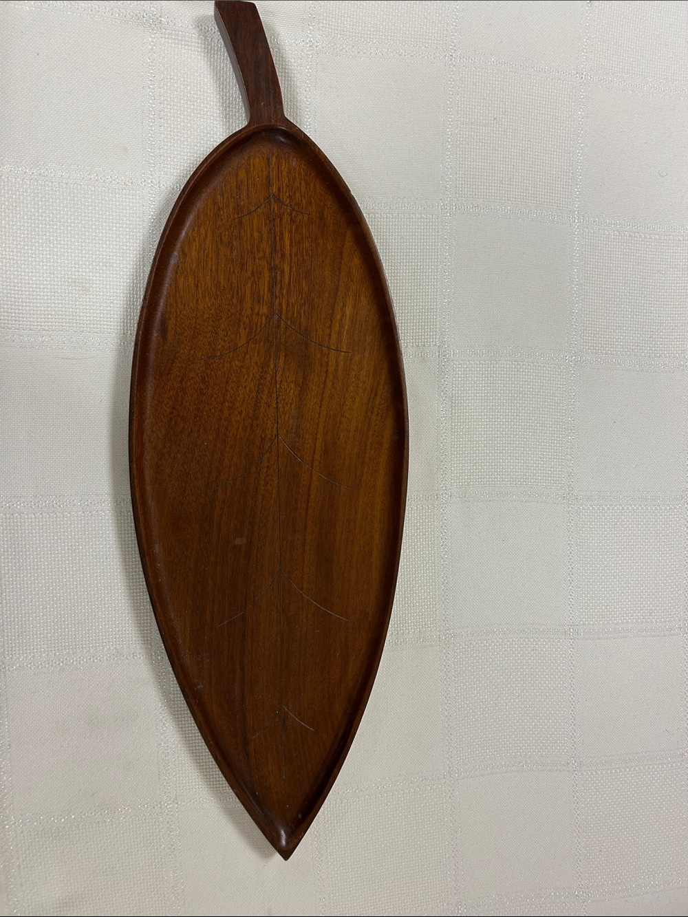 Vintage handmade mid-century hand-carved mahogany leaf trays made in Haiti